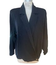 Vintage 80s St John Slouchy Black Sweater Knit Blazer Jacket - Large