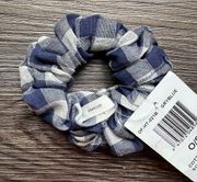 𝅺CHAN Luu Womens Woven Plaid Scrubchie Blue Grey NWT