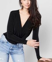 NWT Black Deep Cowl Neck Bodysuit Sz M