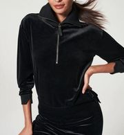 Spanx Velvet Half Zip Sweatshirt Very Black Sz Medium NWT