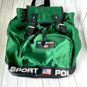 Y2K style polo sport backpack in hard to find Kelly green.