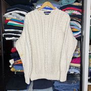 Vintage  by Ralph Lauren Hand Cable Knit Fisherman Crewneck Sweater Sz Large