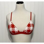Solid & Striped The Morgan  Scoop Neck Bikini Top In Lipstick Red Gingham XL