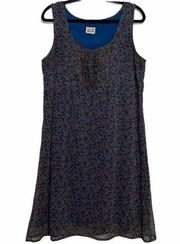 Converse Blue Floral Sleeveless Lined Casual Dress