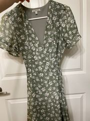 Charlotte Russe Green Floral Wrap Dress