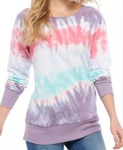 Chance or Fate Distressed Tunic Tie Dye Sweatshirt Pink Purple Junior Size Small