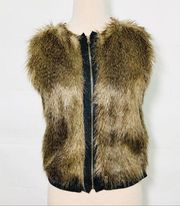 Adrianna Pappell black knit brown faux fur vest