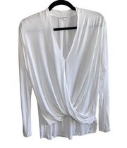 Stella & Dot Faux Wrap White High Low Blouse