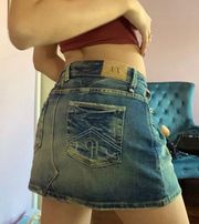 Vintage Y2k  denim jean micro mini skirt