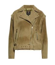 NEW Ted Baker London Louiey Jacket Perforated Suede Mid Green