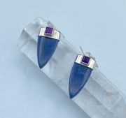 Dumortierite Point & Amethyst Sterling Silver Earrings