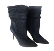 Guess  Boots Women's 7.5 M Black Suede Backy Slouch Heeled Stiletto Boot Pull On