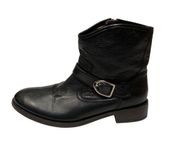 Johnston & Murphy black leather Moto buckle ankle booties 10W