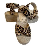 Sole Society Audrina Cheetah Print Espadrille Wedge  Heel Sandals Size 11M