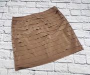 Ann Taylor Loft 100% Silk Layered Mini Skirt Women's Size 12 Beige Pleated Lined