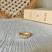 Vintage “Perseverance” Gold Baguette Diamond Ring 6 Classic Feminine Stacking