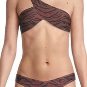 WeWoreWhat Asymmetrical Tiger Print Bathing Suit 