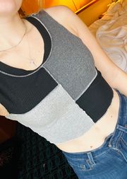 Crop Top Black And Grey Checkered