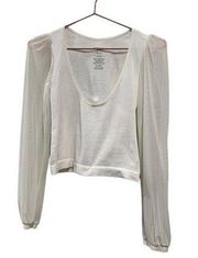 Free People  intimates white/crème long sleeve top. Mesh arms. Size xs/sm…