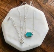 Silver & Turquoise Blue Necklace Stone Dainty Layering Boho Casual Jewelry Gem