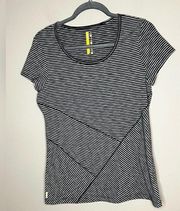 Lole Womens Gray/White Stripe Crewneck UPF 50 Top-Size Large