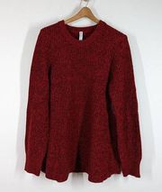 Athleta  Sierra Crew Neck Sweater Crimson Red Marl Knit Size XL Women's NWT