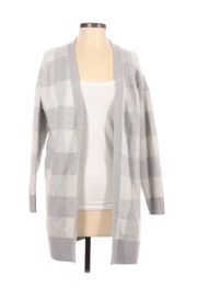 Francescas Grey and White plaid cardigan- Size Small