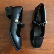 Rilista Women's Mary Jane Shoes Ankle Strap Chunky Heel Pumps  Shoes Black 5.5
