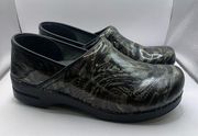 Womens Dansko Nursing Clogs Shoes Gray  Geometric Swirls Size 42 US 11.5