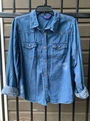 Denim Long sleeve Snap Up Shirt