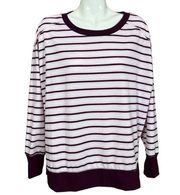 Jones New York Sport Burgundy and White Striped Athleisure Sweatshirt Size 1X