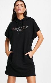 DKNY Womens Sport Hooded Sweatshirt Dress Logo Size Medium