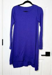 EILEEN FISHER Long Sleeve 100% Merino Wool Purple Sweater Dress NO SIZE TAG READ