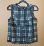 J Brand Bianca Grey Plaid Tank Top Size Small