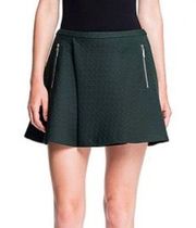 1.STATE dark green A-line front zipper mini skirt