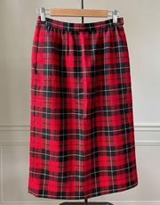 Vintage  Wool Wallace Tartan Plaid Pencil Skirt M