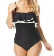 Contours Agate Ruffle Bandeau One Piece Swimsuit