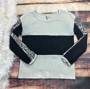 Colorblock Leopard Long Sleeve Shirt