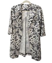 New‎ Jones Studio Black White Floral Mid Length Embroidered Blazer Jacket Sz XS