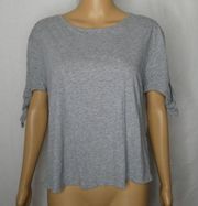 Avec Les Filles Split Sleeve Tie T Shirt Tee Grey