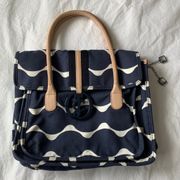 Maeve Crazy for Couture Navy Blue & White Printed Canvas Satchel