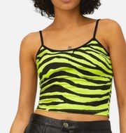 Daydreamer Women's Green Punch Zebra Ribbed Spaghetti Tank Top Size Large NWT