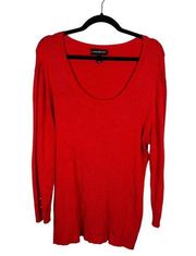 Lane Bryant Womens 18/20 Red Tunic Style Pullover Sweater Scoop Neck Ribbed Knit
