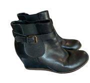 14TH & Union Ankle Booties Wedges Black Leather Womens Size 8M