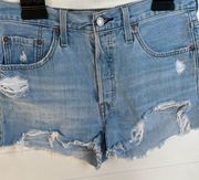 Levi’s  501  Denim cut off button fly light wash distressed size 29