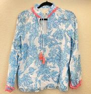 Sail to sable tunic blouse top size XXS floral resort blue pink