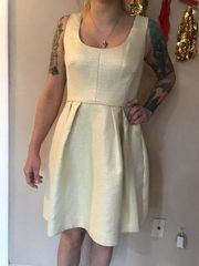 Liana Metallic Gold White Fit&Flare Dress size 6