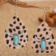 🐂🐂🐂BOGOHO 🐂🐂🐂 Leopard Turquoise Bull Head Earrings