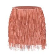 MICAS Fringe Mini Skirt Stretchy Tulle Lined Comfy In Dusty Rose Sz L, NWT