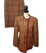 Vtg 90s/Y2K Sag Harbor Tweed Boucle Mini Skirt Blazer Suit Sz 14